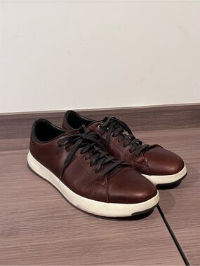 Cole Haan Brown Leather Low-Top Sneakers with White Sole